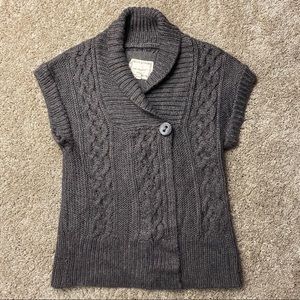 Kenzie Short Sleeve Cardigan Sweater Vest L Brown